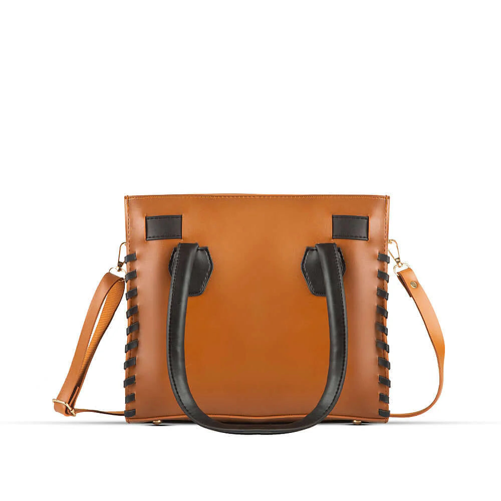 Classic Tan Tote Bag with Contrast Handles