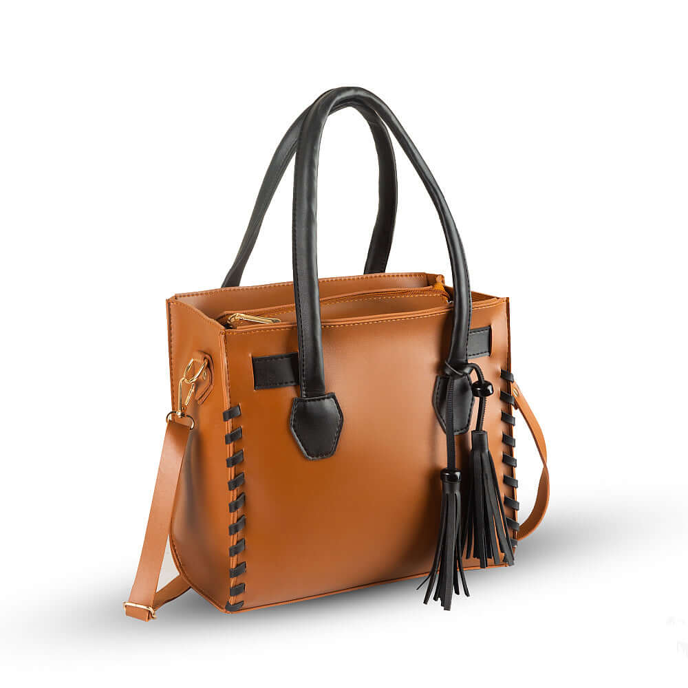Classic Tan Tote Bag with Contrast Handles