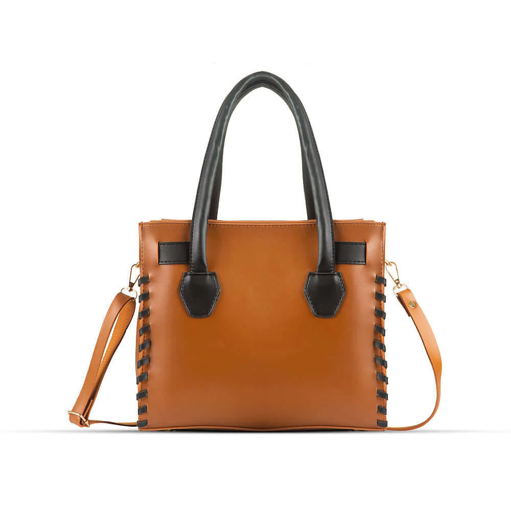 Classic Tan Tote Bag with Contrast Handles