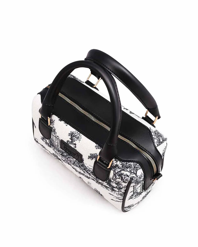 Classic Black & White Scenic Print Tote Bag