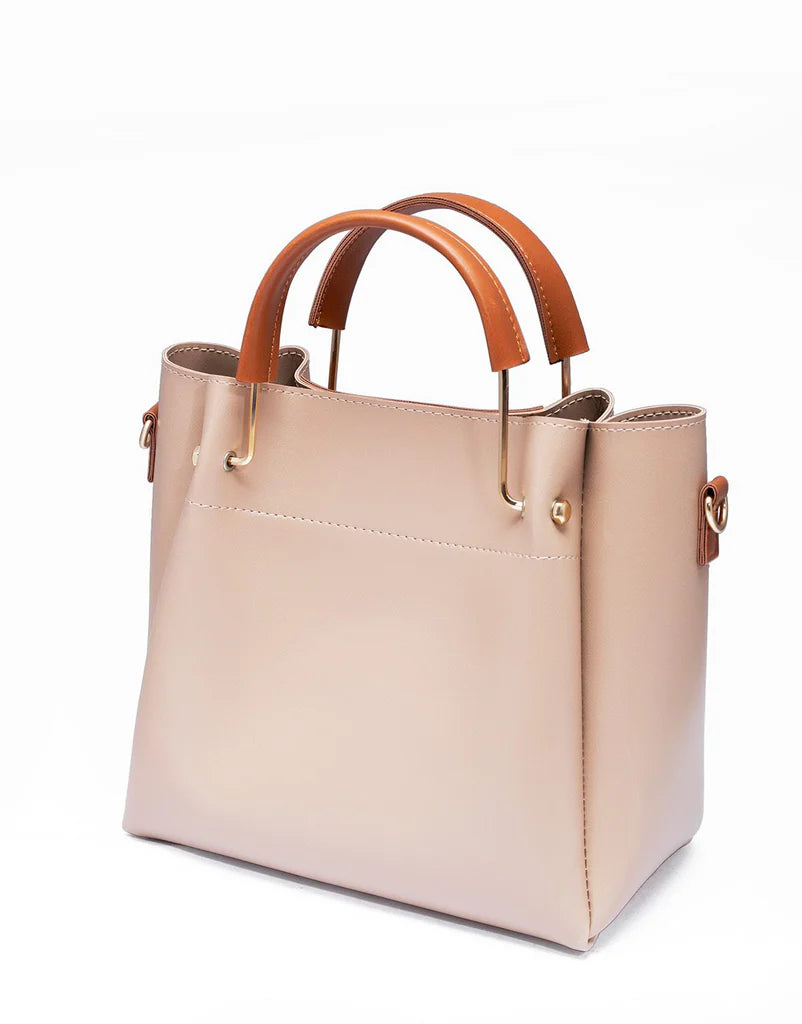 Elegant Nude & Tan Classic Handbag