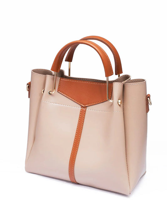 Elegant Nude & Tan Classic Handbag