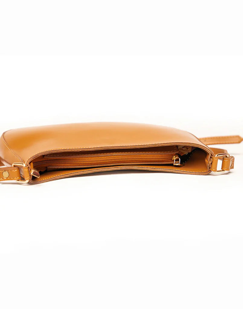 Classic Tan Crescent Shoulder Bag
