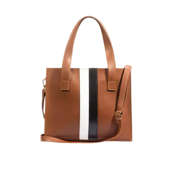 Brown Vogue Stripe Tote Bag