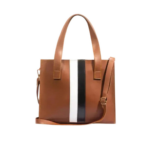 Brown Vogue Stripe Tote Bag