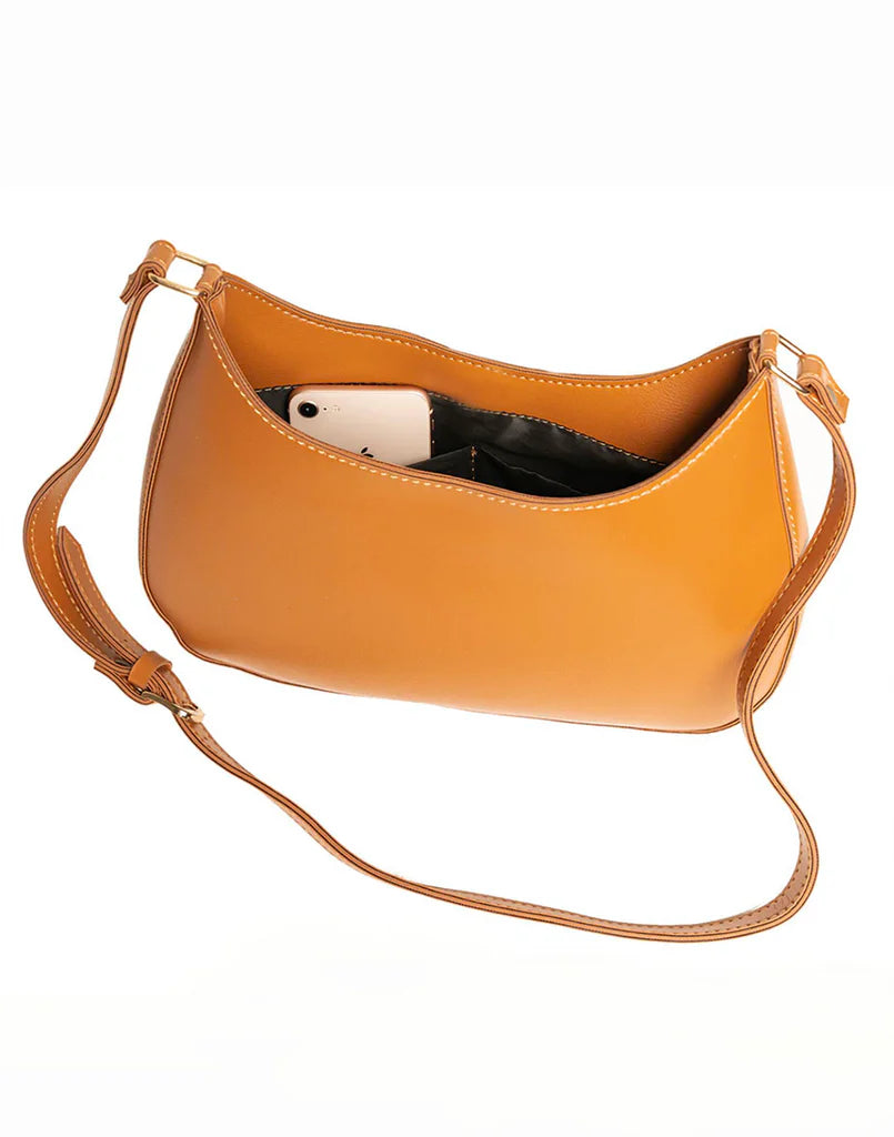 Classic Tan Crescent Shoulder Bag