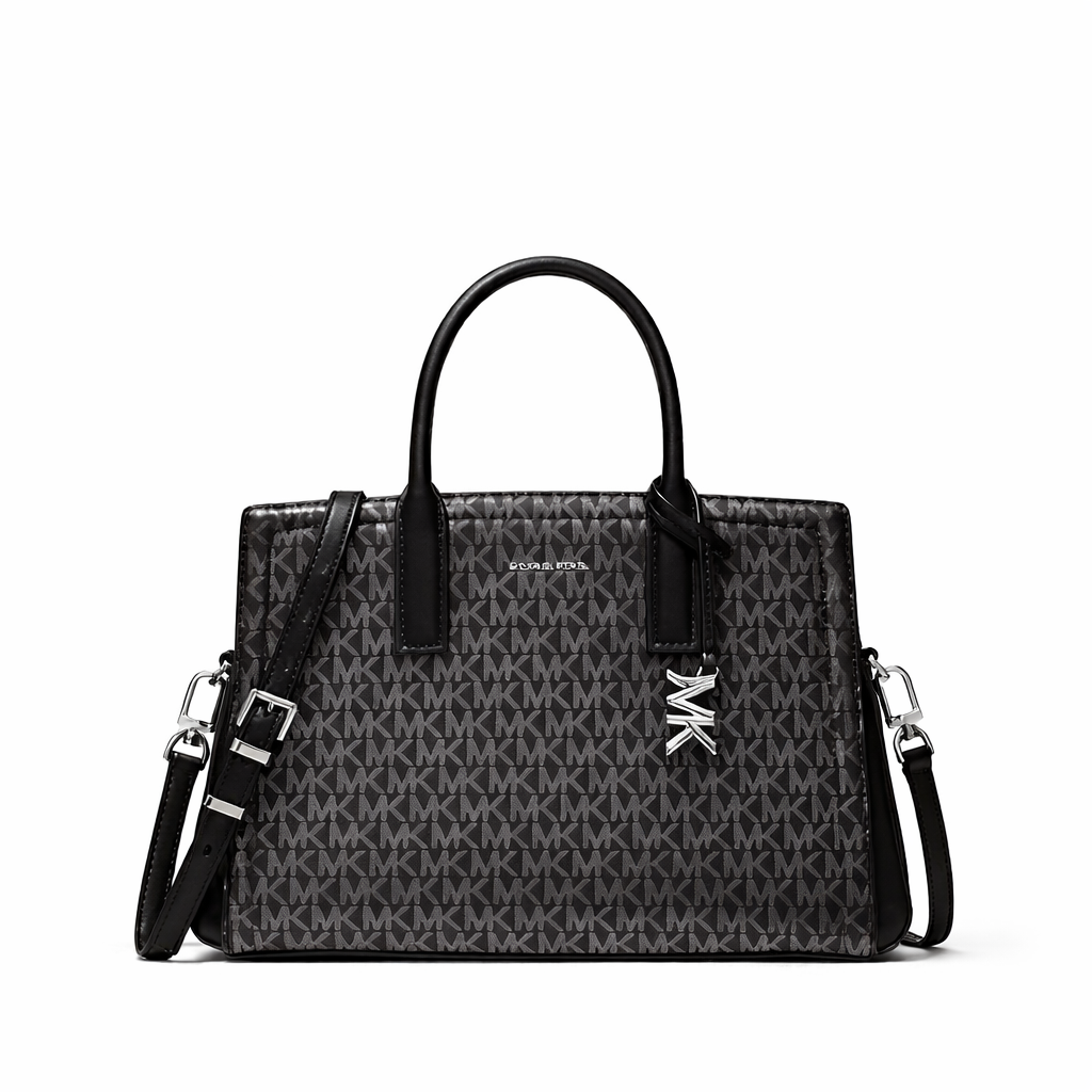 Laila Medium Metallic Signature Logo Satchel