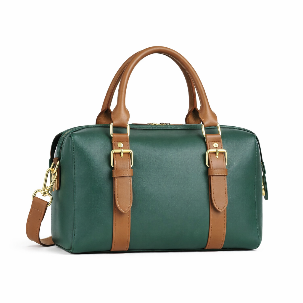 Elegant Two-Tone Tan & Black Women’s Handbag