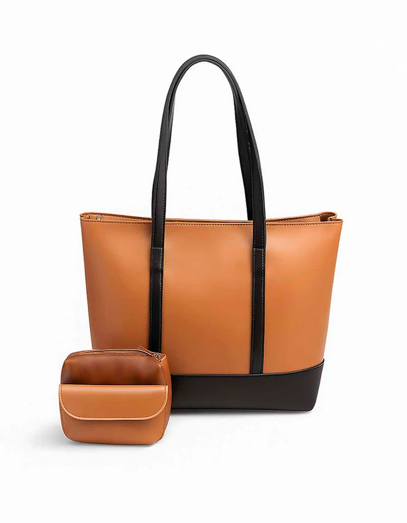 Fiora Brown 3-Piece Tote Handbag Set