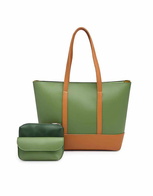 Fiora Olive green 3-Piece Tote Handbag Set