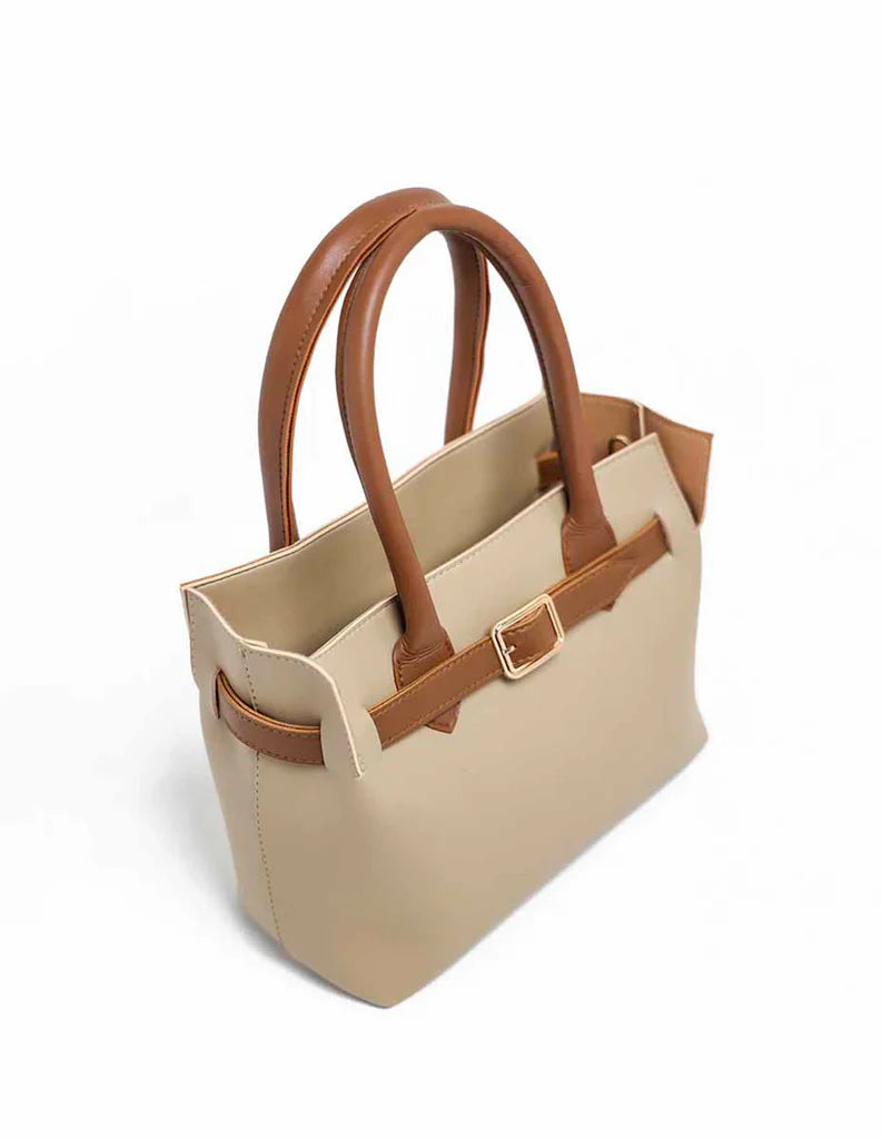 Classic All-Beige Structured Handbag Set