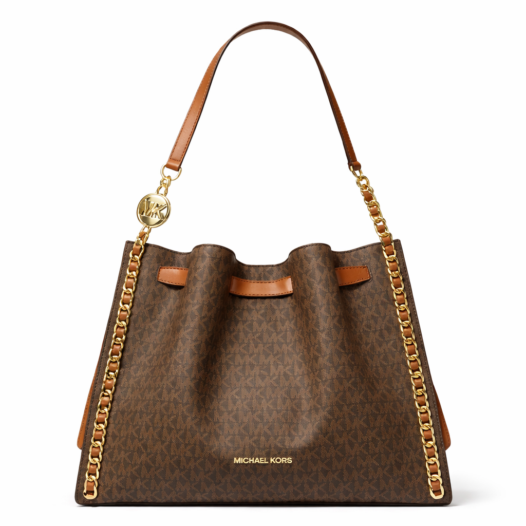 Mina Large Signature Logo Chain Shoulder Bag