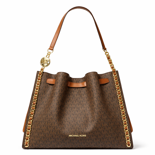 Mina Large Signature Logo Chain Shoulder Bag