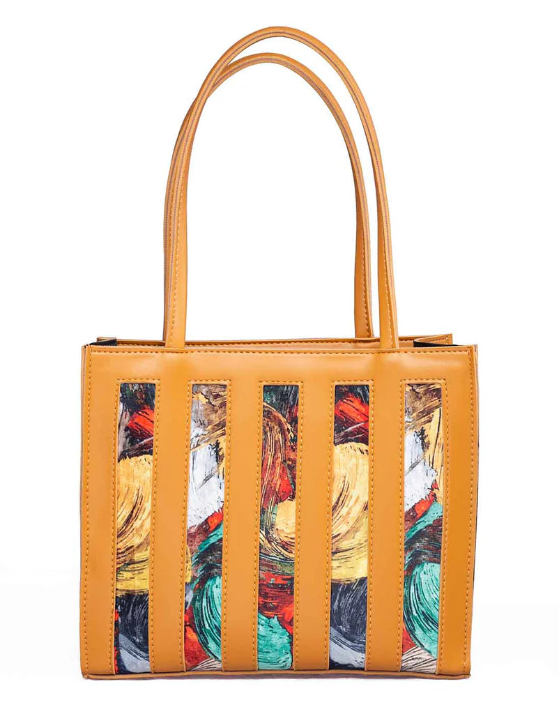 Abstract Panel Tote Handbag