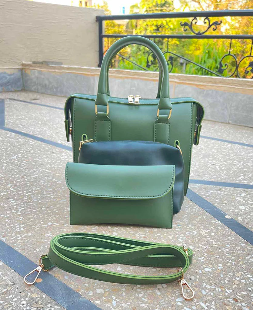 Emerald Green 3-Piece Handbag Set