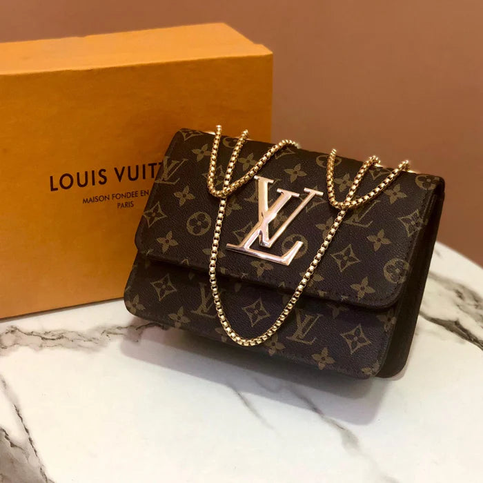 Elegant LV-Style Flap Crossbody Bag