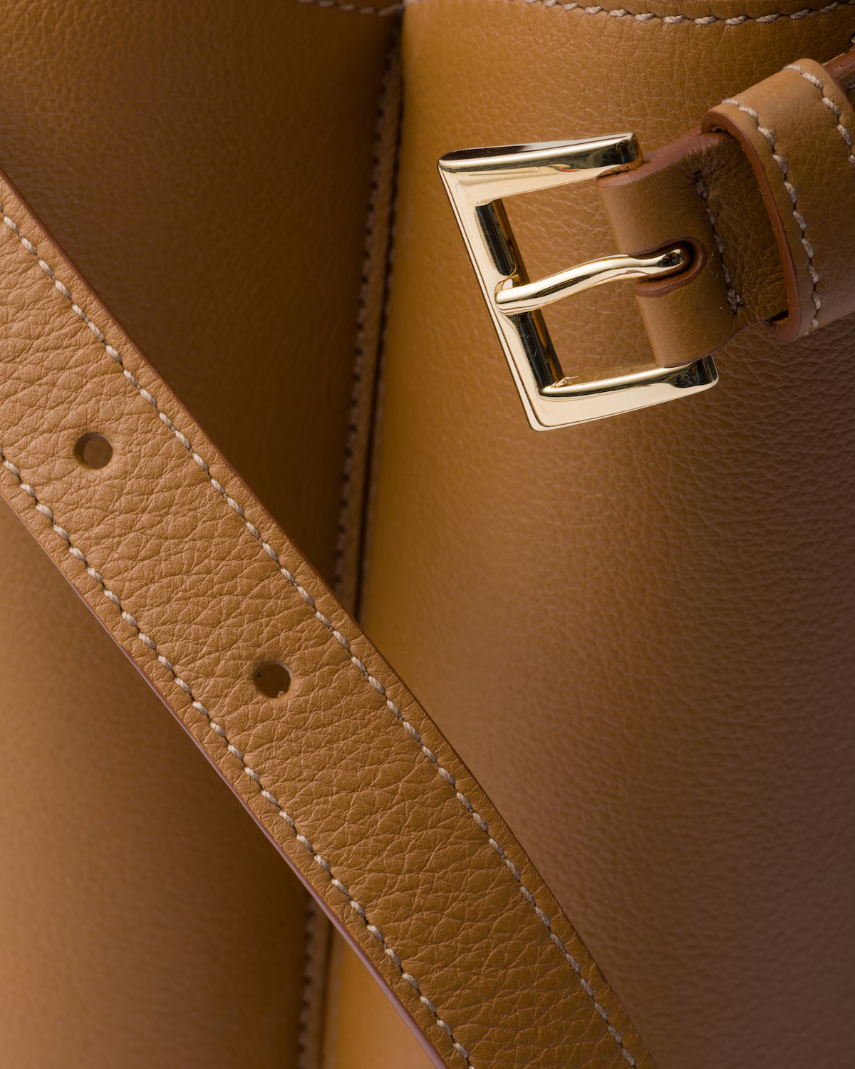 Prada Buckle medium leather handbag with double belt